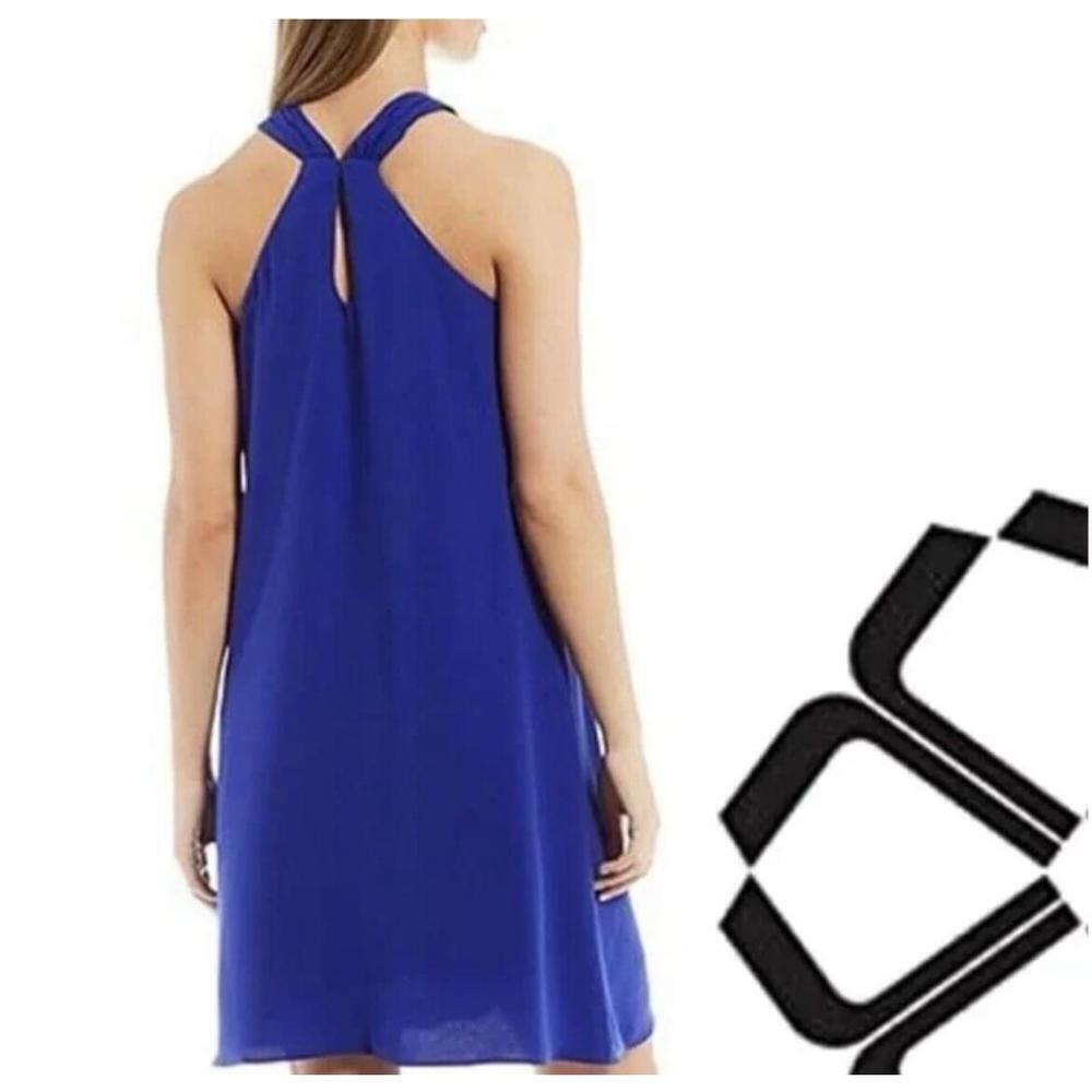 Trina Turk Women’s Dress Medium Verge Shift Bow tie Halter Dress Blue Lined - Picture 4 of 14